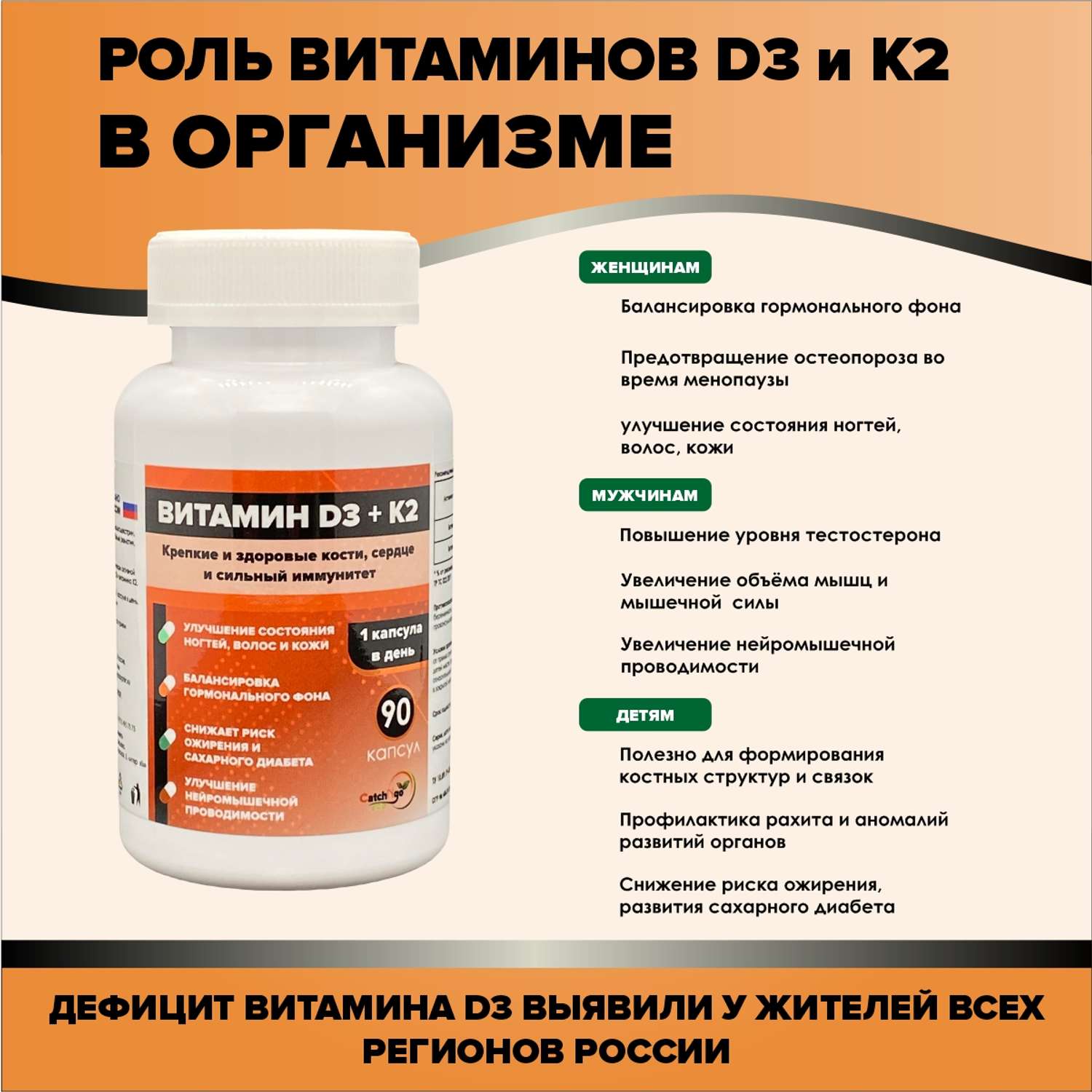 Витамин Д3 + К2 CatchNgo 90 капсул - фото 9
