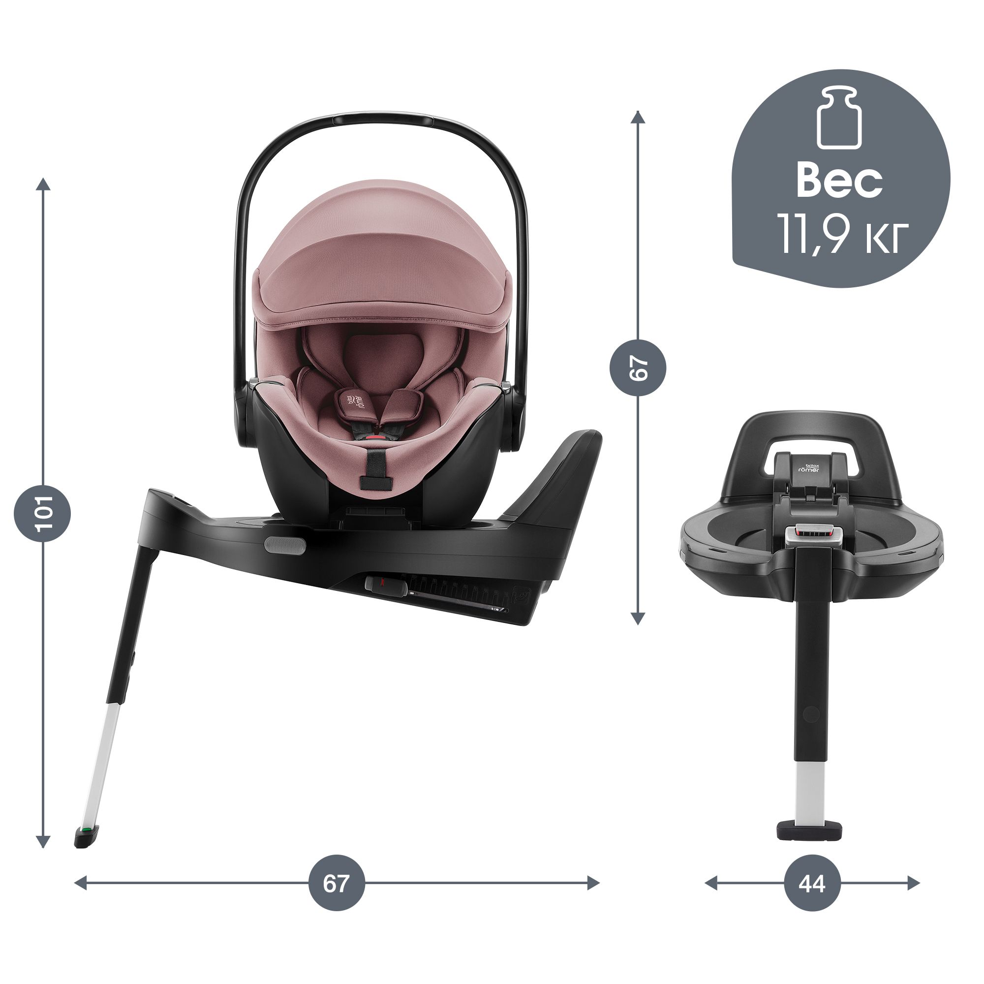 Автокресло с базой Britax Roemer Baby-safe pro Style Dusty Rose и vario base 5Z - фото 13