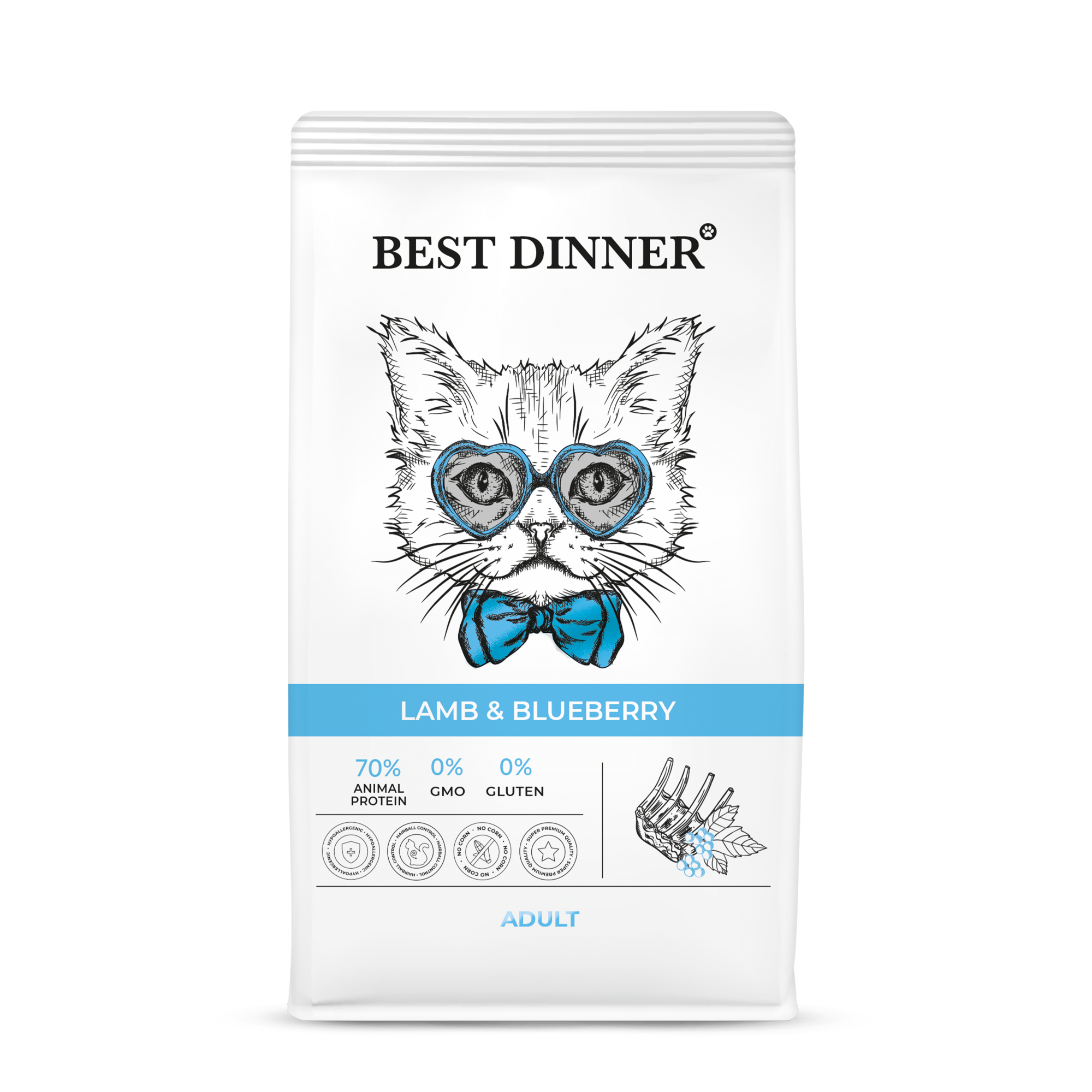 Сухой корм для кошек Best Dinner 0.4 кг ягненок (при чувствительном пищеварении, при аллергии и заболеваниях кожи, полнорационный) - фото 1