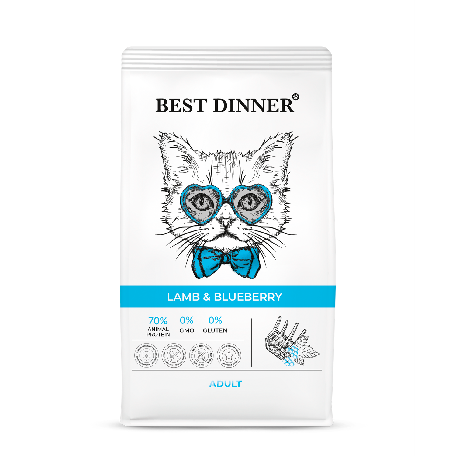 Корм для кошек Best Dinner 0.4кг Эдалт ягненок-голубика - фото 1