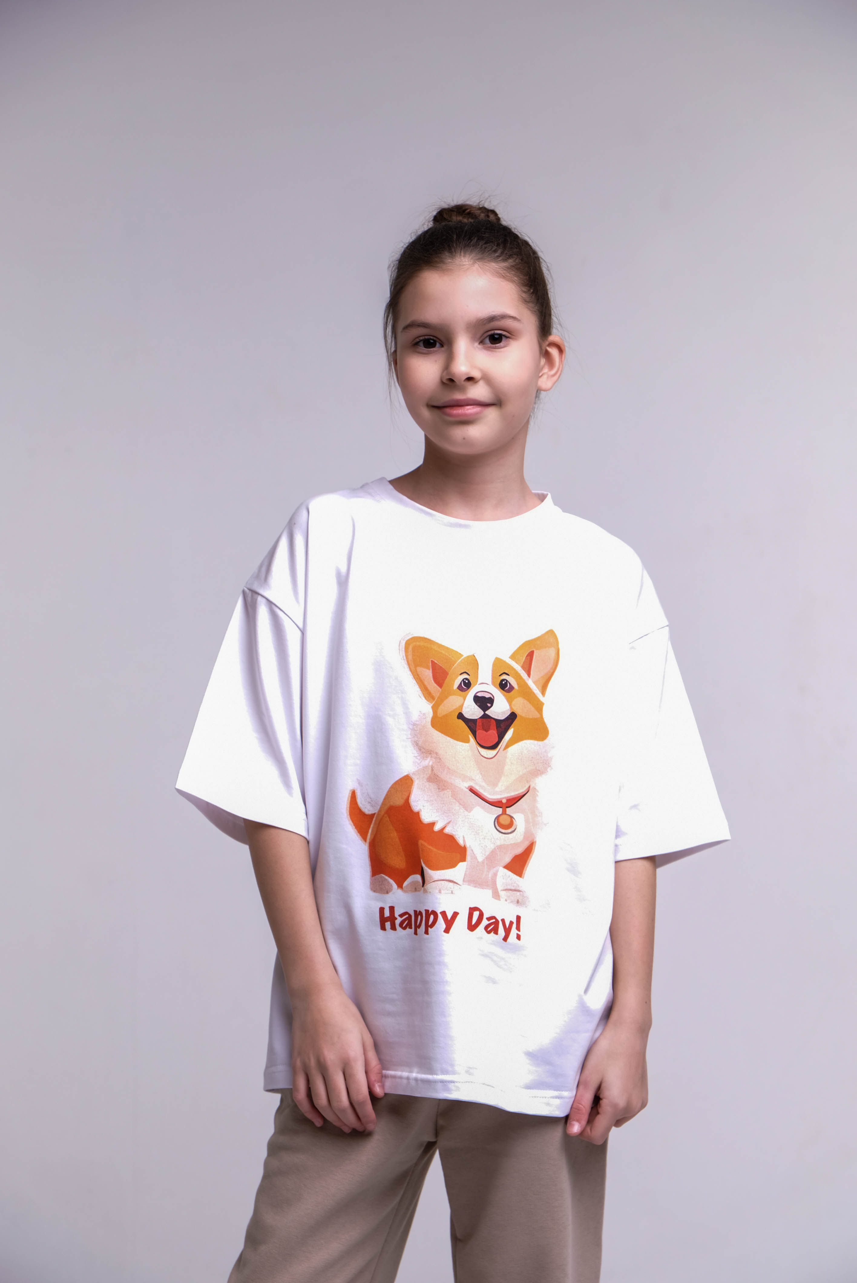 Футболка IRINA EGOROVA FUT-Kids-print-Corgi_белый - фото 1