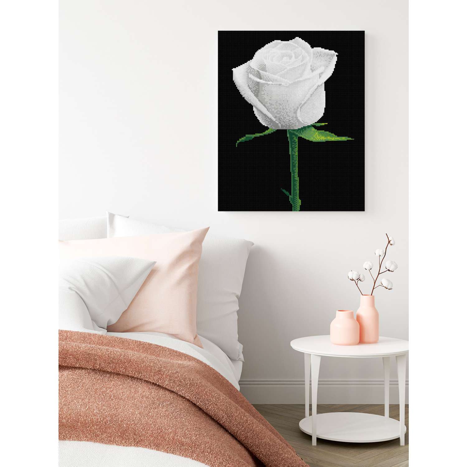 Алмазная мозаика Art sensation холст на подрамнике 40х50 см Белая роза - фото 3