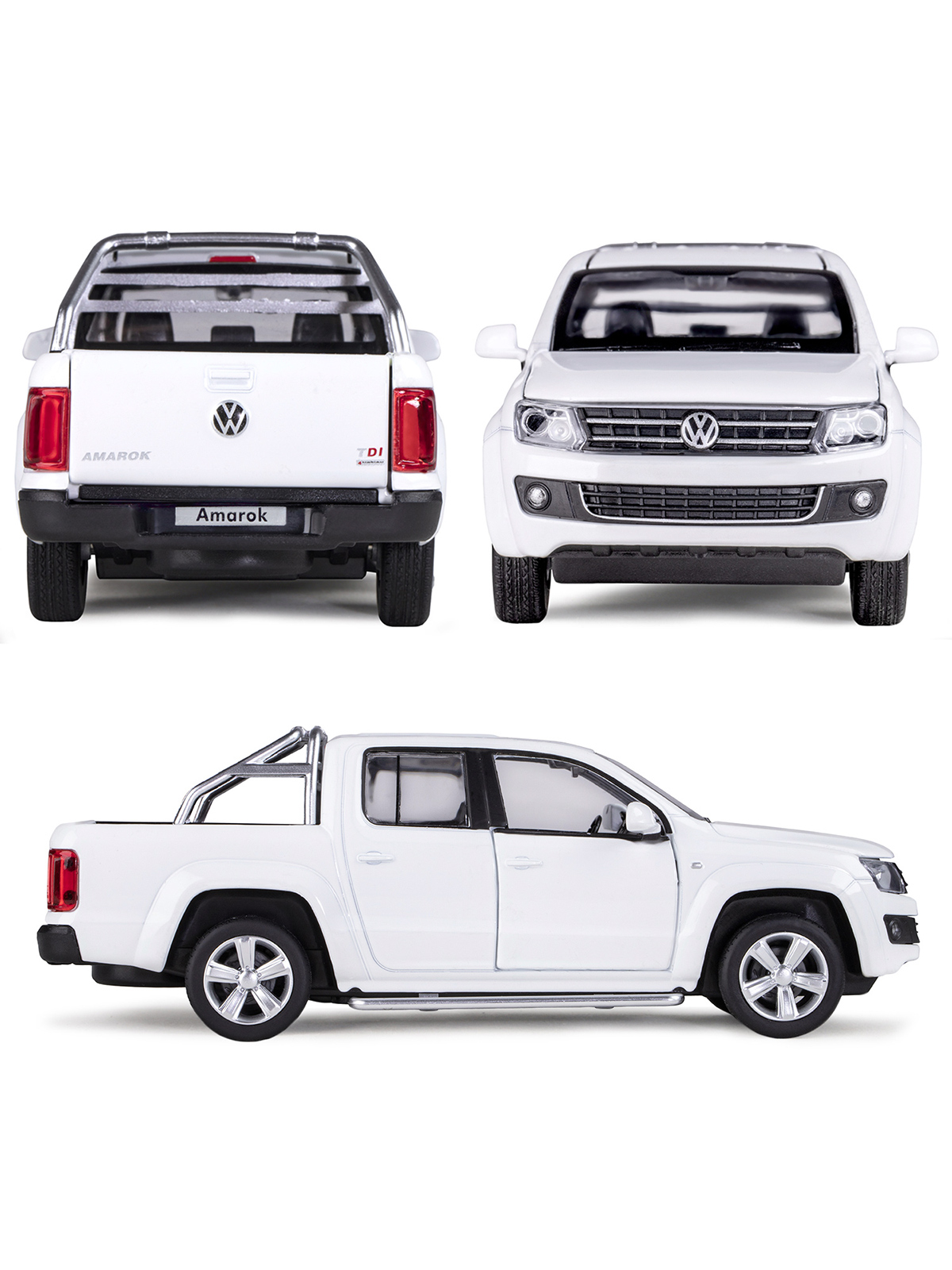 Пикап АВТОпанорама Volkswagen Amarok 1:30 белый JB1251298 - фото 5