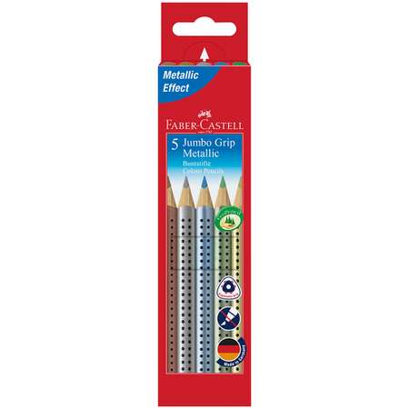 Карандаши цветные Faber Castell Jumbo Grip Metalliс 5 цветов трехгранные утолщенные