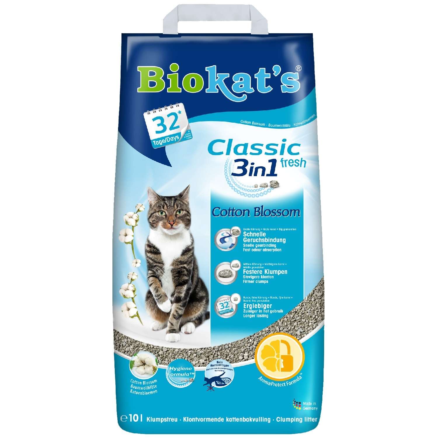 Наполнитель для кошек Biokats Классик Фреш 3в1 с ароматом хлопка 10л - фото 1