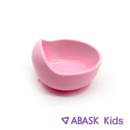 Силиконовая тарелка с ложкой ABASK bubblegum