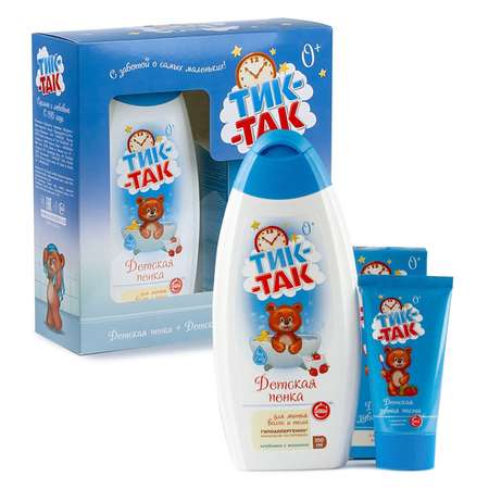 Набор для детей Тик-так Свобода Пенка для волос и тела / Зубная паста с ароматом клубники