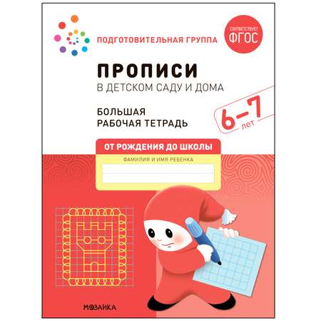 Книга Большая рабочая тетрадь Прописи в детском саду и дома 6-7лет ФГОС