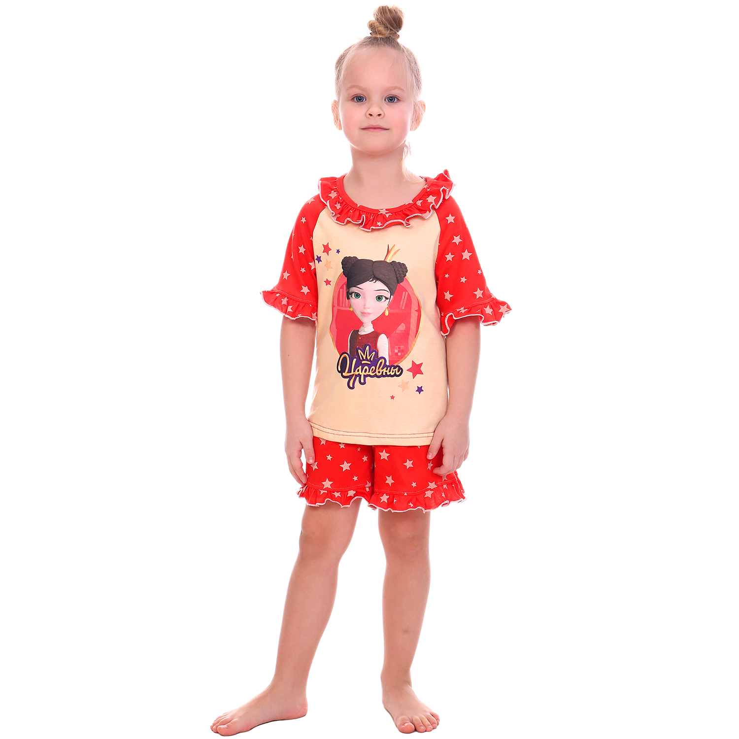 Пижама Царевны Детская Одежда S0414К/молочный_красный - фото 1