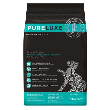 Корм для котят Pureluxe с курицей нутом и лососем 5кг