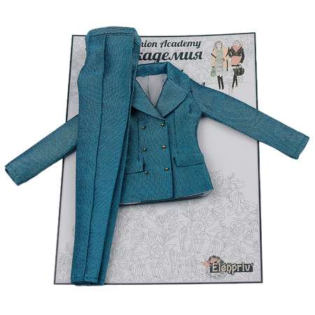 Шелковый брючный костюм Эленприв Синий лёд для куклы 29 см типа Барби