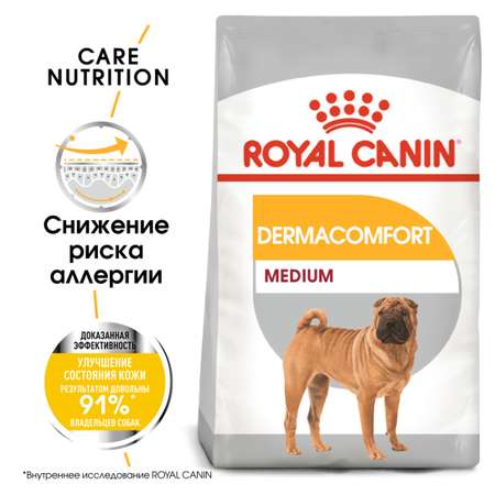 Корм для собак ROYAL CANIN Medium Dermacomfort средних пород склонных к кожным раздражениям и зуду 3кг