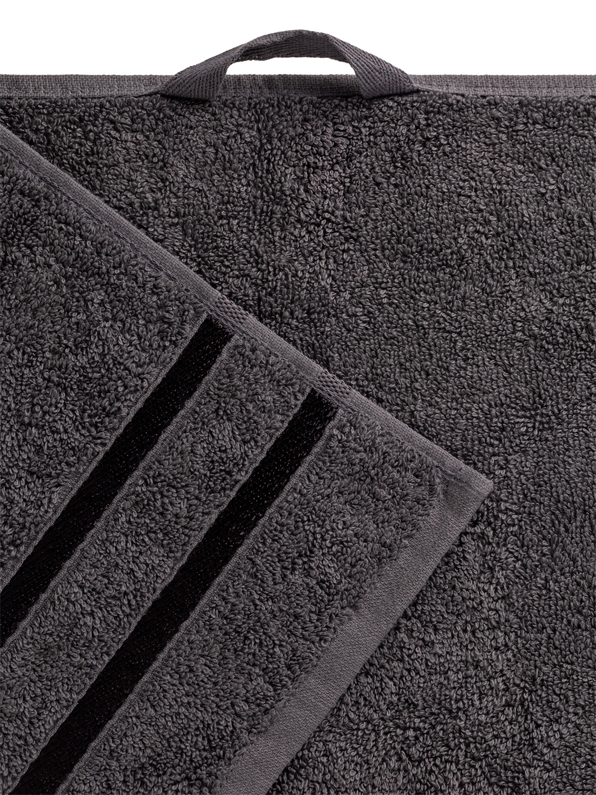 Полотенце махровое LUCKY с лентой 50x90 см 100% хлопок тёмно-серый D100323 - фото 3