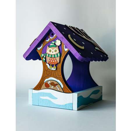 Кормушка Домик с совами WOODING design набор с красками