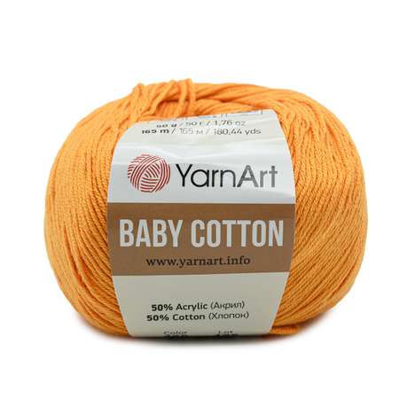 Пряжа для вязания YarnArt Baby Cotton 50гр 165 м хлопок акрил детская 10 мотков 425 темно-желтый