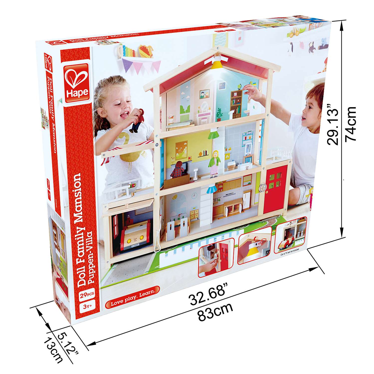 Кукольный домик Hape Семейный особняк с мебелью 29 предметов с 4 куклами свет звук E3405_HP E3405_HP - фото 3