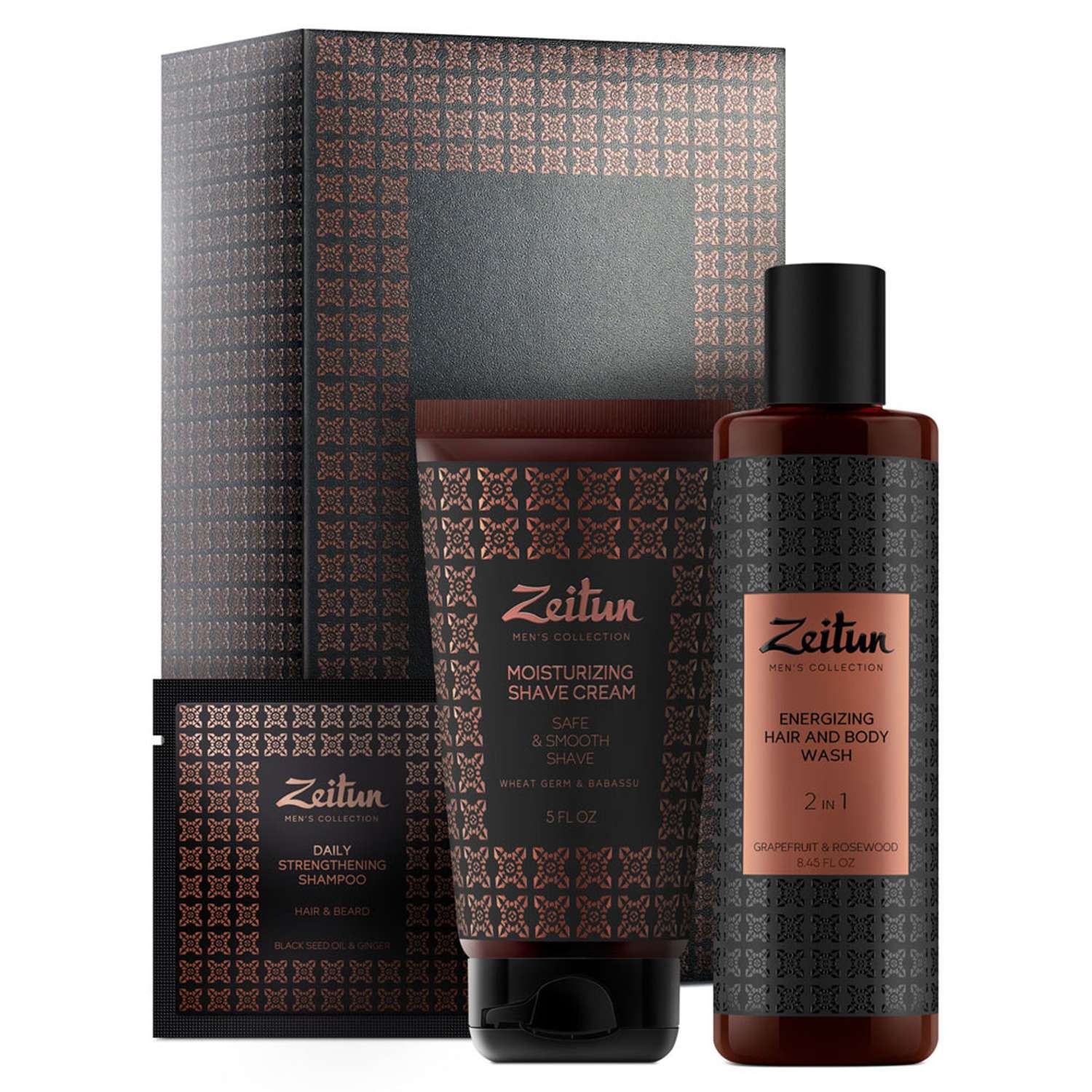 Подарочный набор Zeitun для мужчин Практичный подход шампунь гель для душа крем для бритья - фото 1