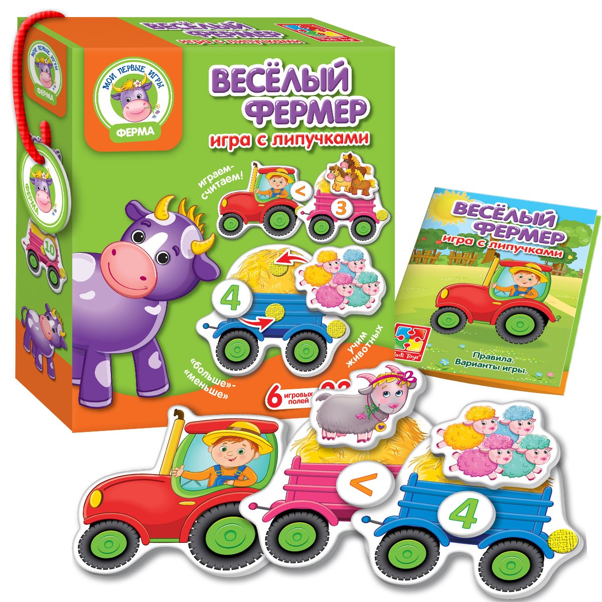 Игра настольная Vladi Toys Веселый фермер, с липучками