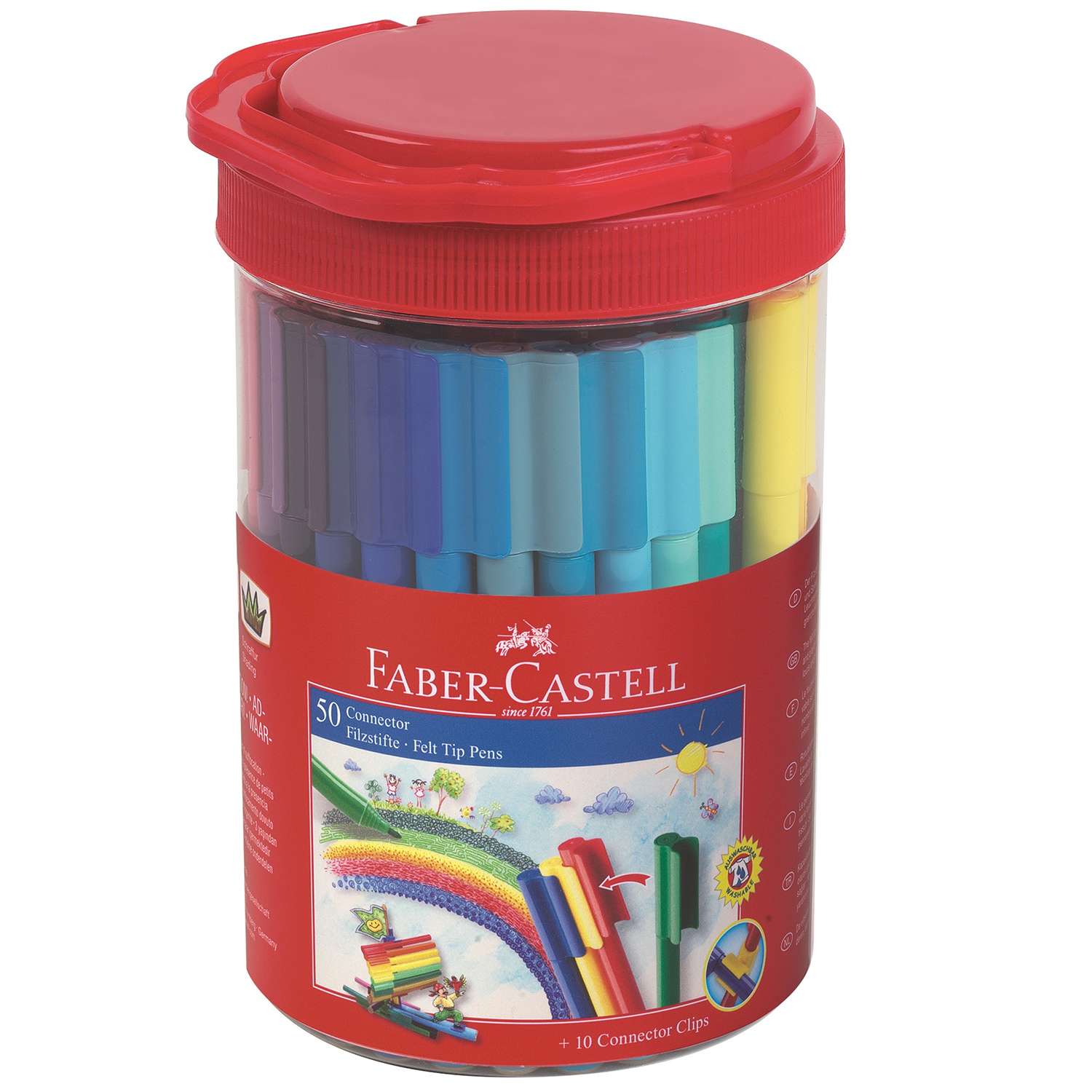 Подарочный набор Faber Castell фломастеров Connector 50 фломастера+10 клипов для соединения - фото 1