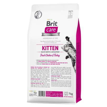 Корм Brit 7кг Care GF Kitten Healthy Growth Development для котят и беременных и кормящих кошек