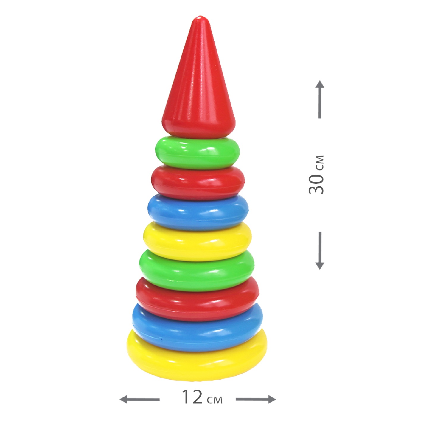 Пирамидка детская развивающая Green Plast 8 колец с наконечником обучающая игрушка - фото 4