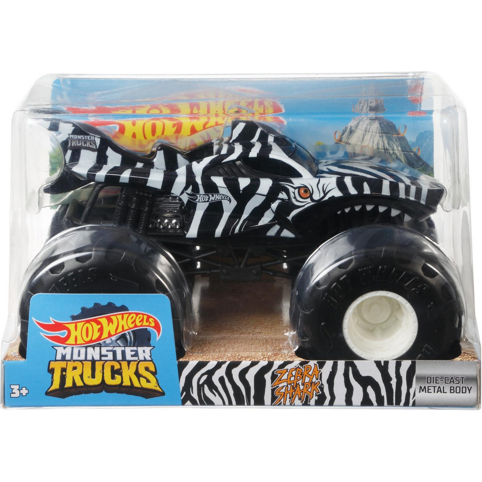 Машинка Hot Wheels Monster Trucks большой Зебра Шарк GWL07 FYJ83 - фото 2