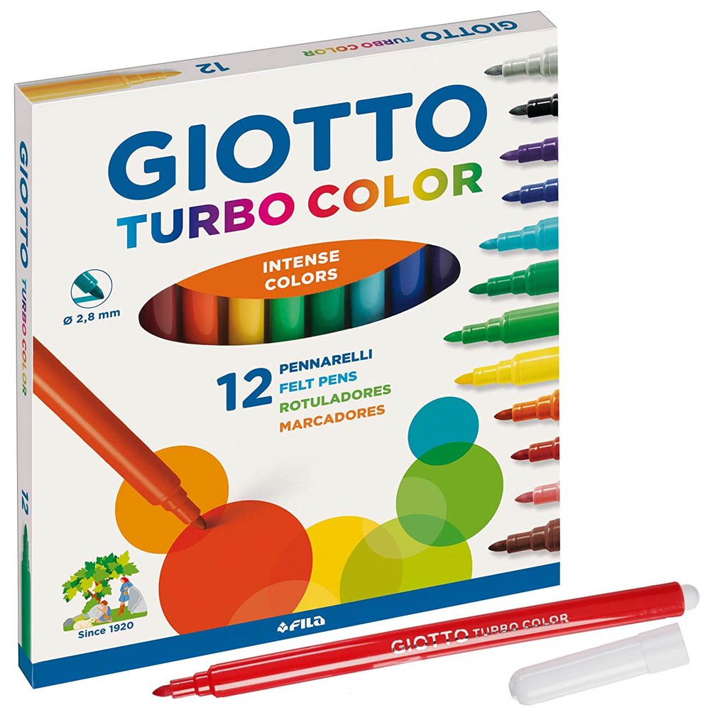 Набор фломастеров GIOTTO GIOTTO TURBO COLOR 12 цвtnjd - фото 1