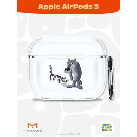 Силиконовый чехол Mcover для Apple AirPods 3 с карабином Кот и волк