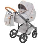 Коляска 2в1 BeBe-mobile Ravenna Deluxe V201 Светло-серая кожа+Карамельная кожаная отделка