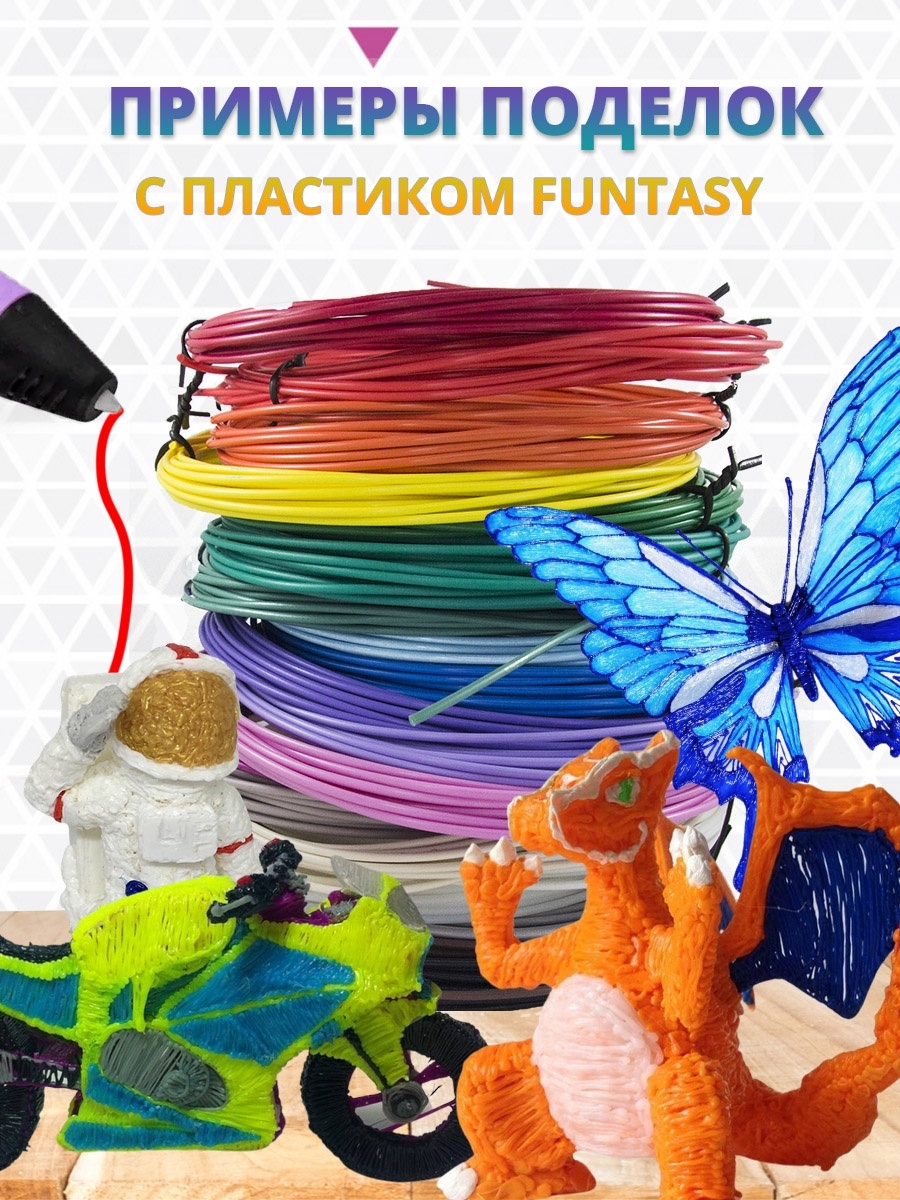 Пластик для 3д ручки PET-G Funtasy 10 метров цвет малиновый - фото 3