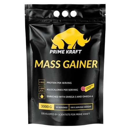 Гейнер Prime Kraft Mass Gainer клубника-банан 3000г