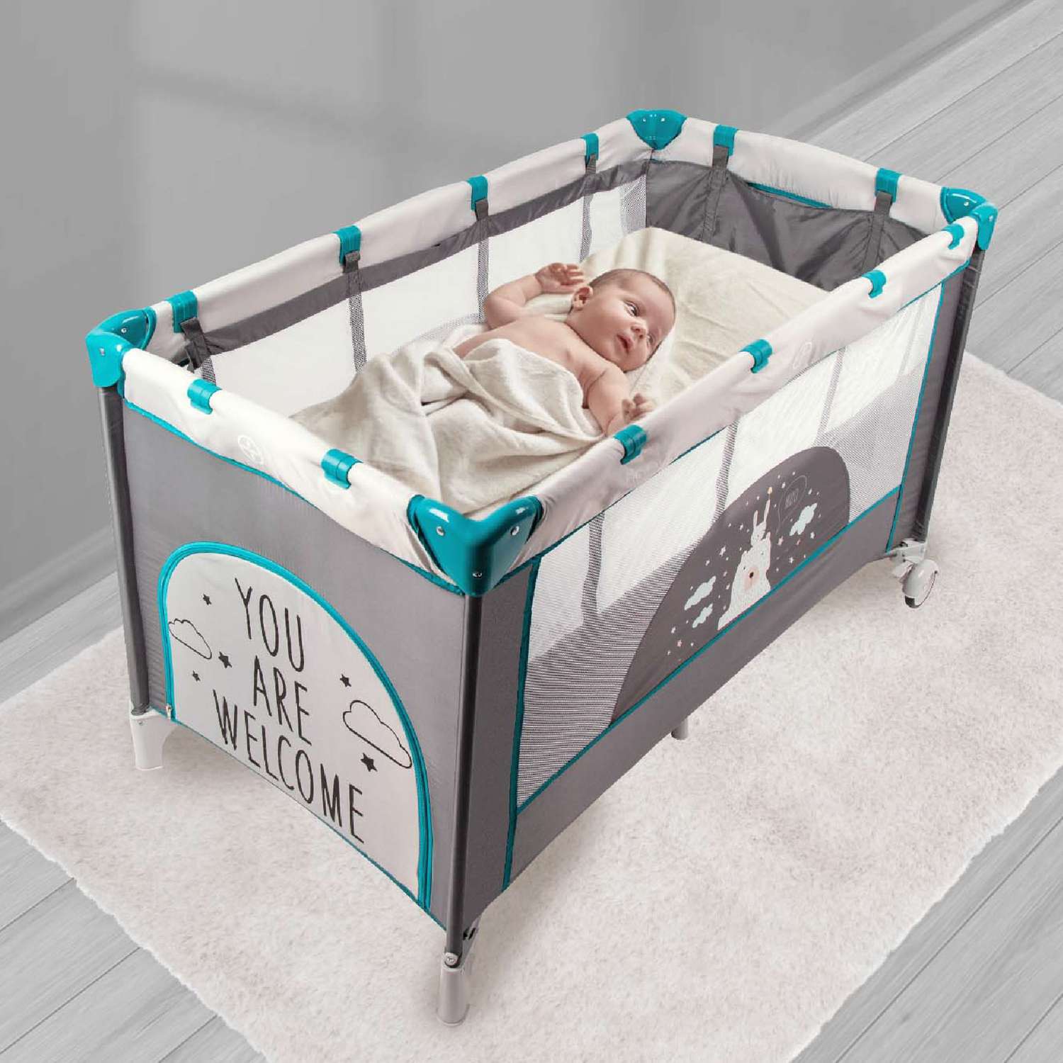 Phoebe маленькая кровать-трансформер с матрасом для новорожденных 125х71 см