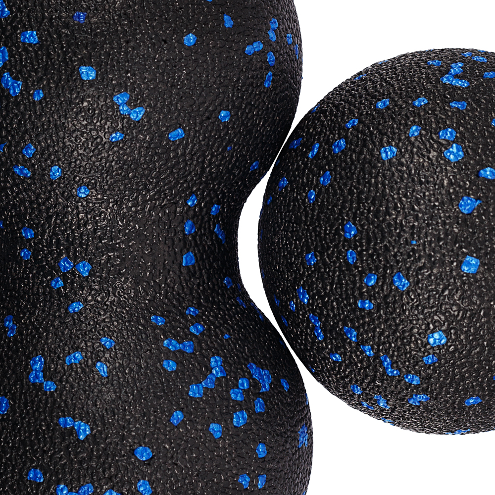 Набор массажных мячей МФР STRONG BODY классический и сдвоенный: 8 см и 8х16 см черно-синий - фото 5