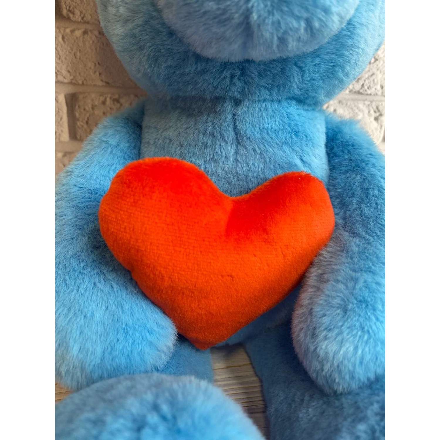 Мягкая игрушка Мягкие игрушки БелайТойс Плюшевый мишка Люк голубой с сердцем 25 см - фото 3