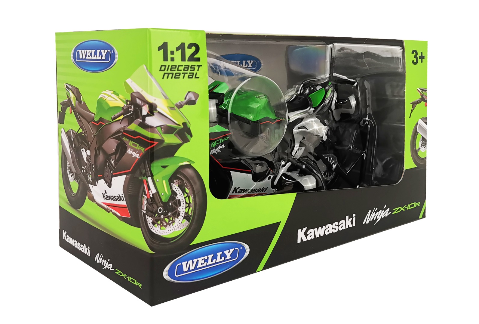 Мотоцикл Welly Kawasaki Ninja ZX-10R 1:12 без механизмов зеленый 62204GW - фото 6