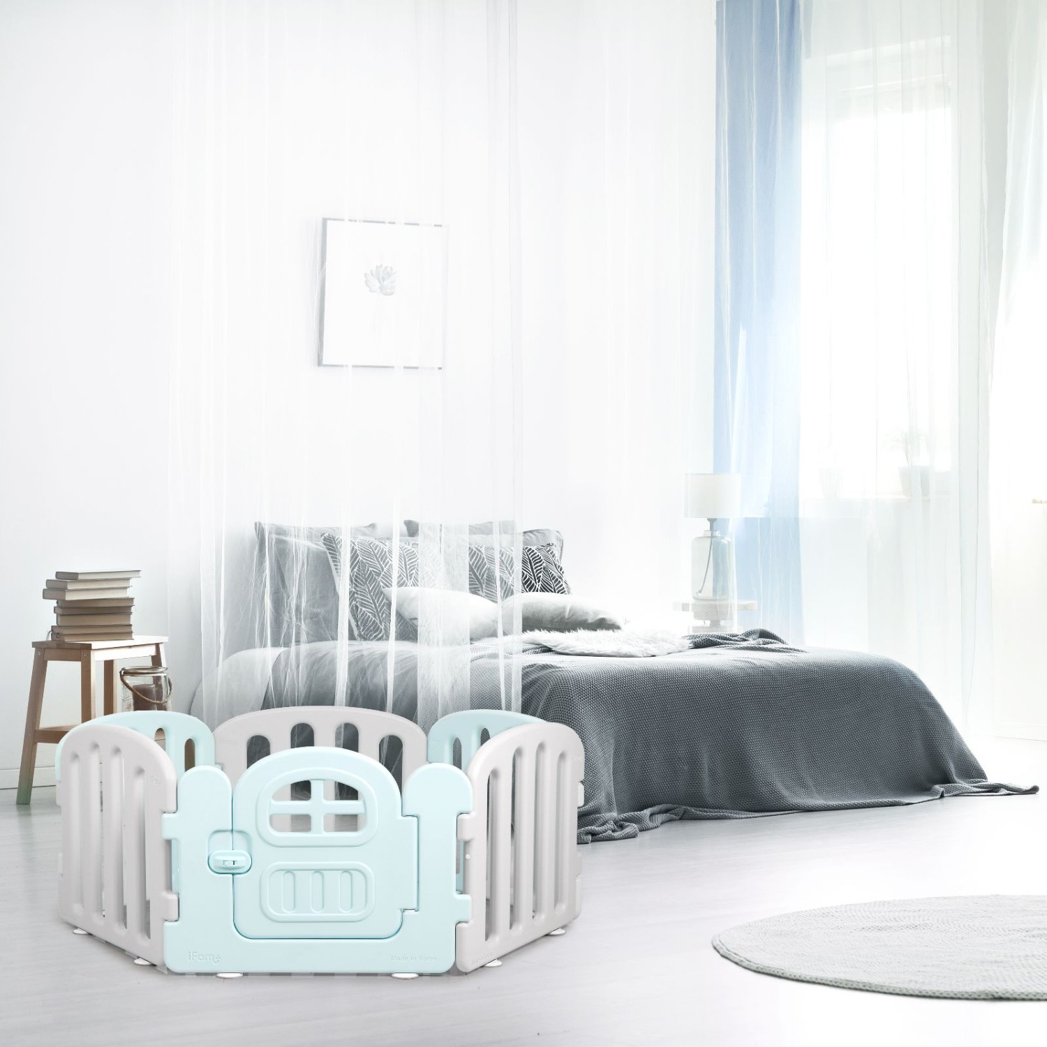 Детский манеж Ifam First Baby Room серый - голубой IF-137-1-FBR-CBLG10D - фото 3