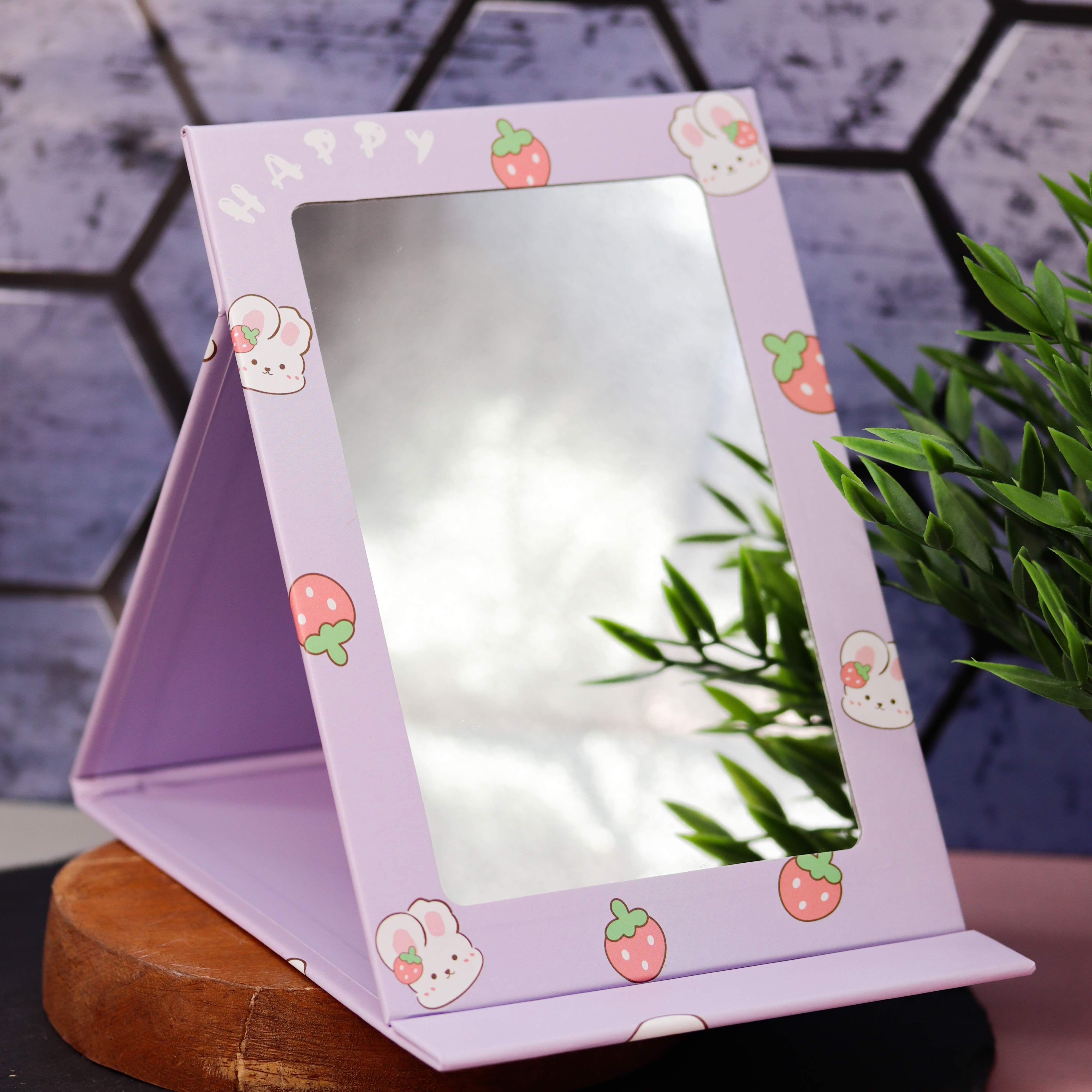 Зеркало настольное для макияжа iLikeGift Happy bunny purple - фото 3