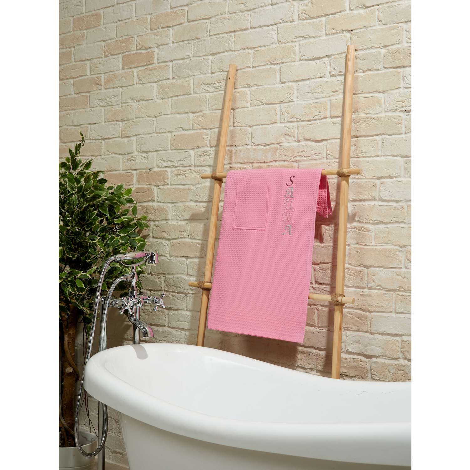 Килт женский банный ATLASPLUS на липучке вафельный розовый - фото 5