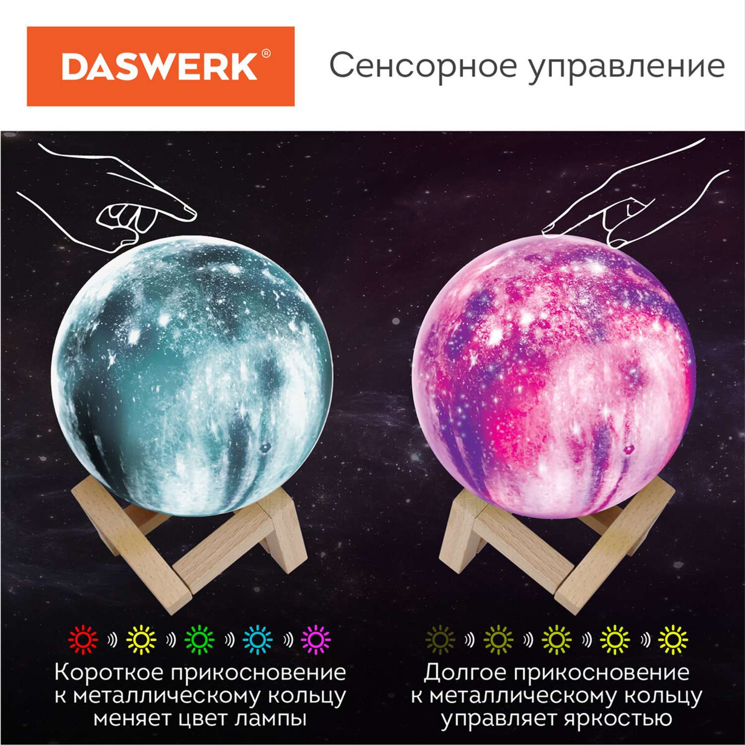 Ночник DASWERK детский светильник Led лампа Вселенная 16 цветов с пультом - фото 8