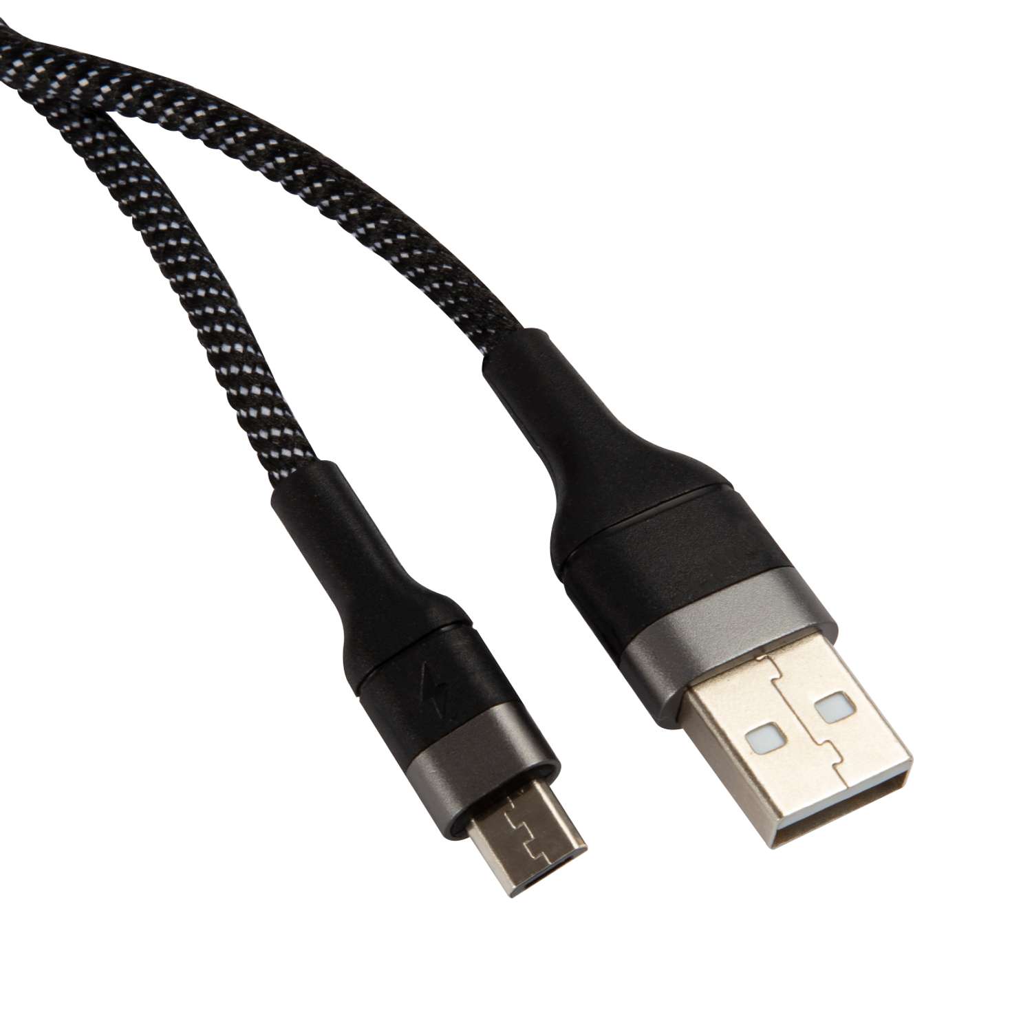 Дата-Кабель UNBROKE USB - MicroUSB 1.2 метра нейлоновая оплетка до 3A черно-серый - фото 2