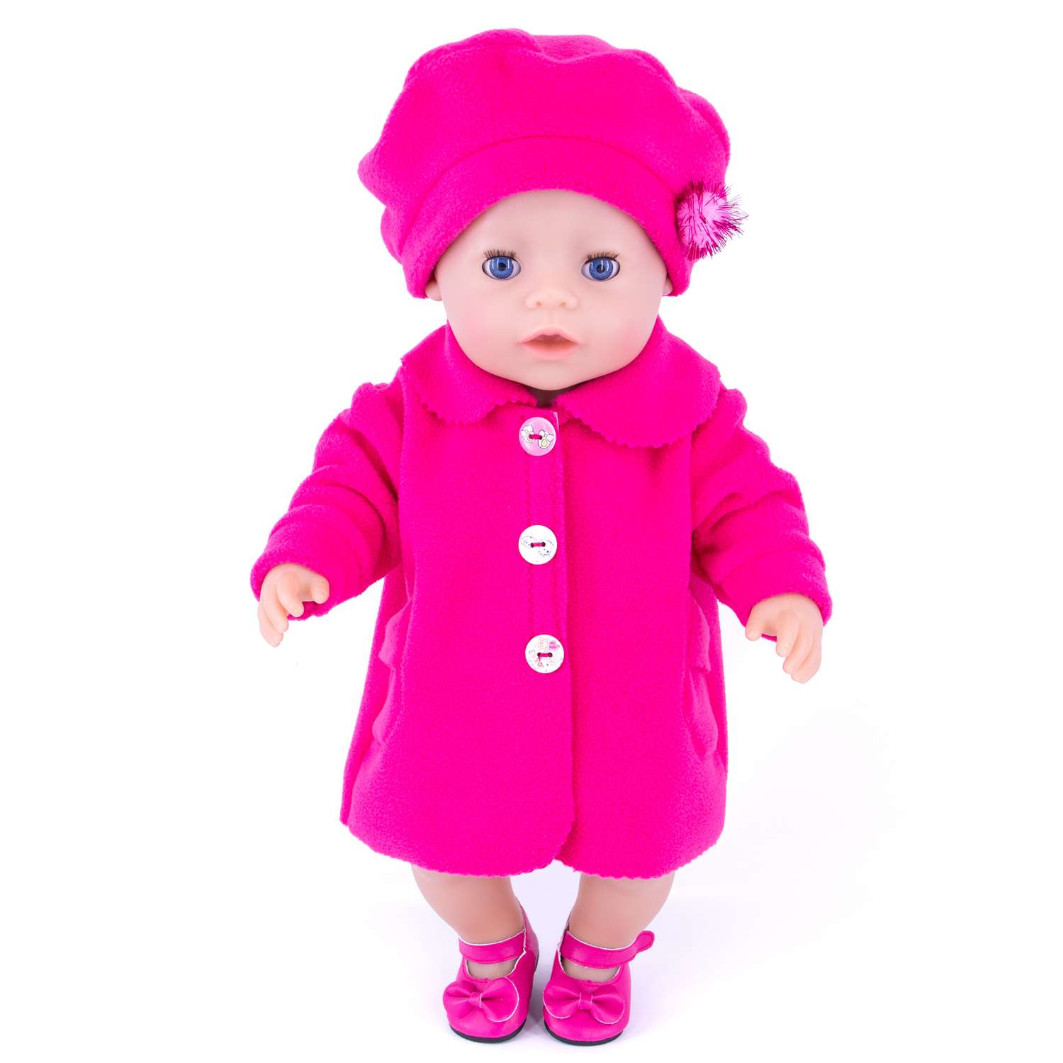 Комплект одежды Модница Пальто с беретом для пупса 43-48 см фуксия 6119фуксия - фото 1