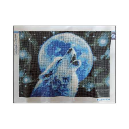 Алмазная мозаика Seichi Воющий на луну волк 30х40 см
