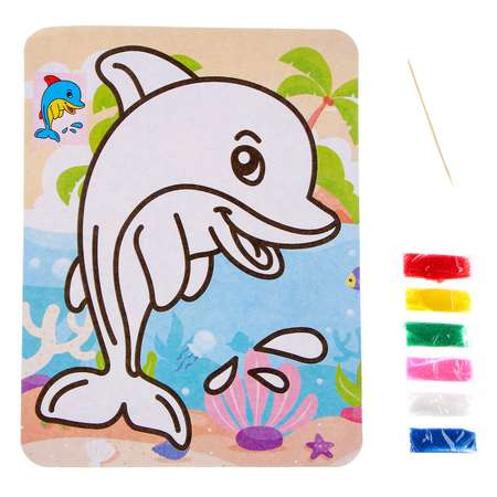 Фреска Школа Талантов с цветным основанием «Милый дельфин». 6 цветов песка