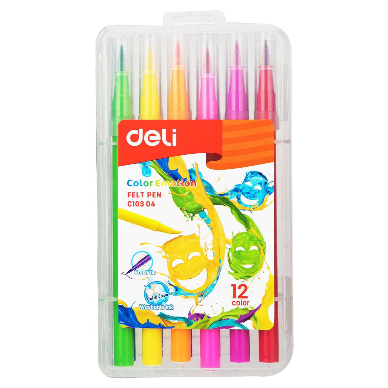 Фломастеры Deli Color Emotion кистевидные 12цветов EC10304 - фото 1