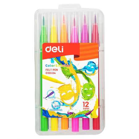 Фломастеры Deli Color Emotion кистевидные 12цветов EC10304