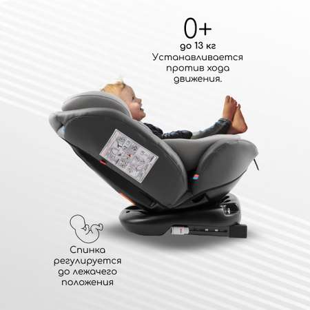 Автокресло детское Brilliant AmaroBaby класс D группа 0+/1/2/3 серый