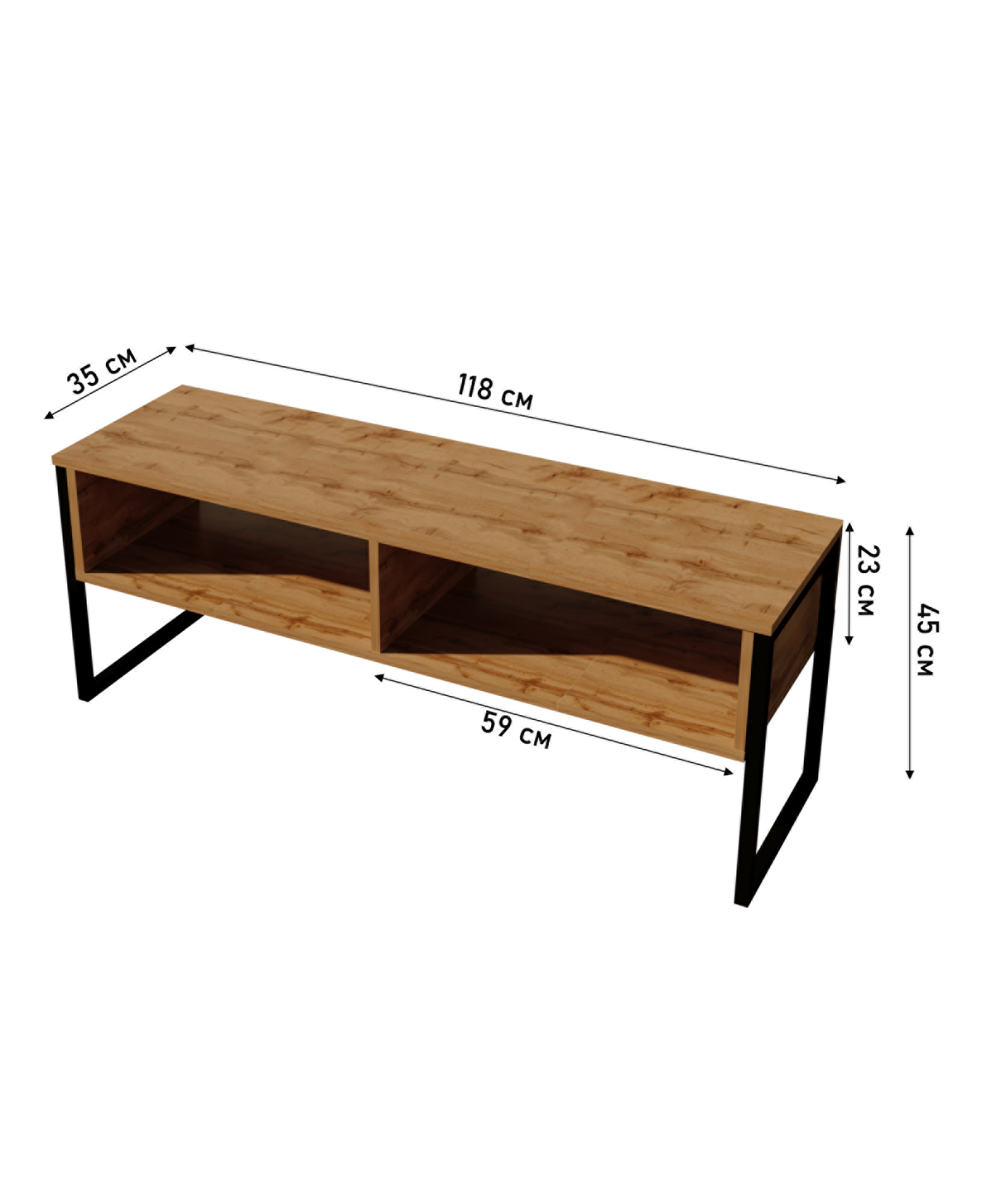 Тумба WoodSteel под телевизор Chicago lite в стиле лофт 118x35x45 см - фото 4