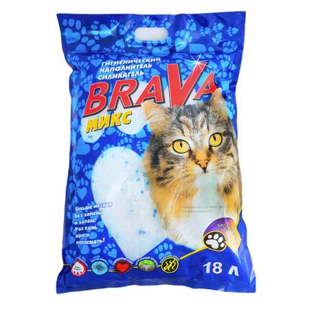 Наполнитель для кошек BraVa Микс силикагелевый впитывающий 18л