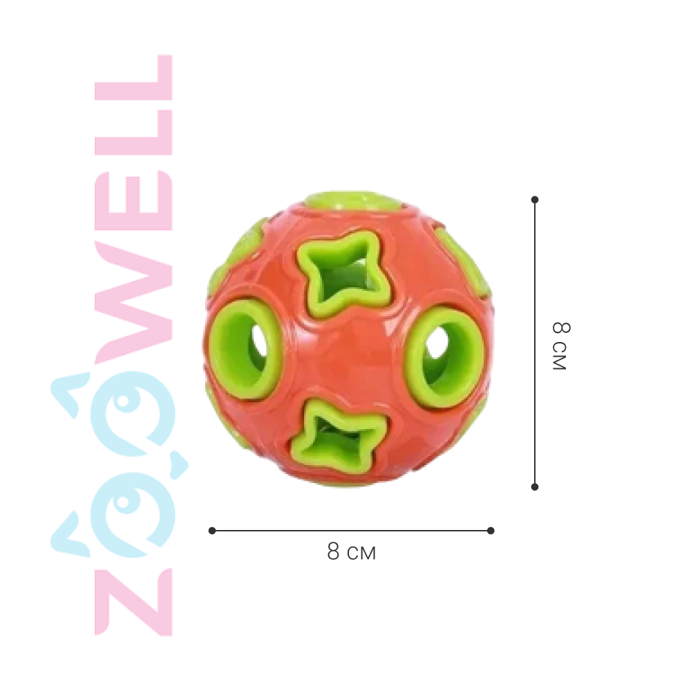 Игрушка мяч дозирующий корм ZDK Для собак ZooWell Play с колокольчиком оранжевый - фото 11