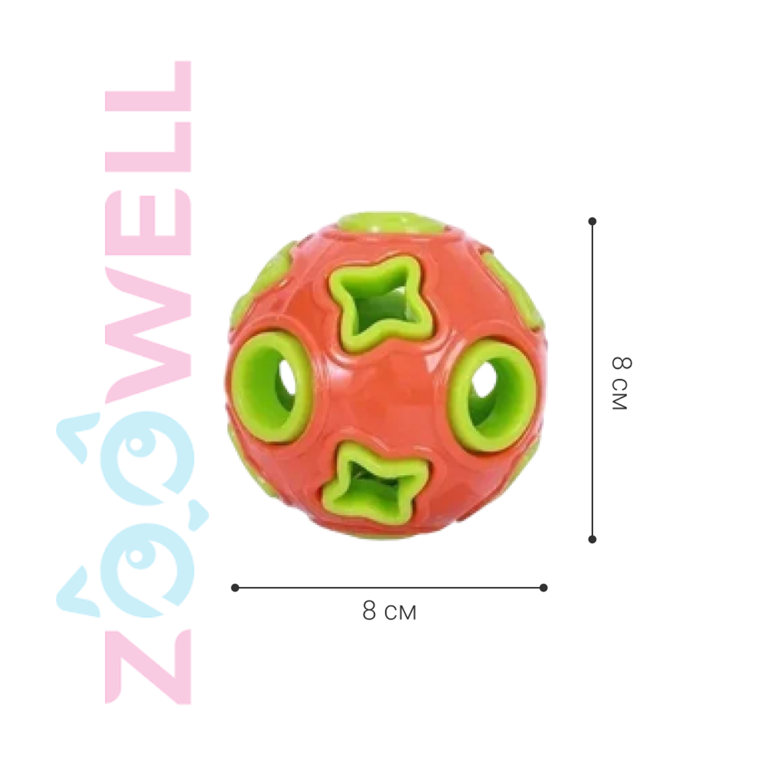 Игрушка мяч дозирующий корм ZDK Для собак ZooWell Play с колокольчиком оранжевый - фото 11